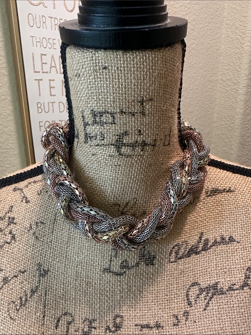 H&M Braided Chain Necklace in Silver and Rose Gold Tones